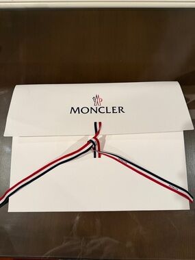 Moncler White Gift Envelope with Tricolor Ribbon Accent